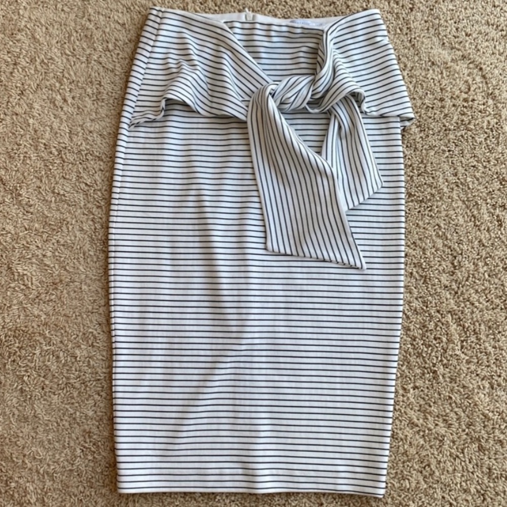Zara bow front black and white stripe pencil skirt